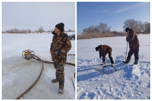 В озере Линевском казаки спасли от замора рыбу